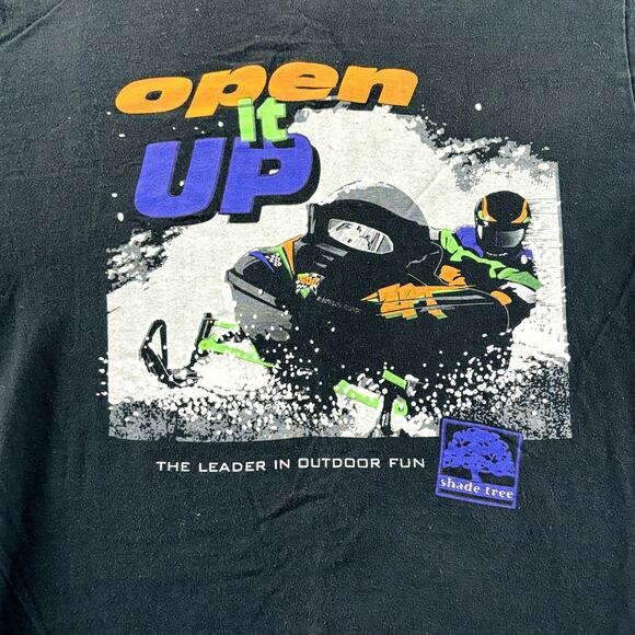 Vintage Mens L Shade Tree PowerSports Open It Up Snowmobile Black Long Sleeve - Picture 3 of 7
